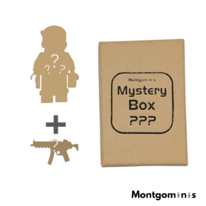 A mystery box containing a modern military minifigure and random weapon