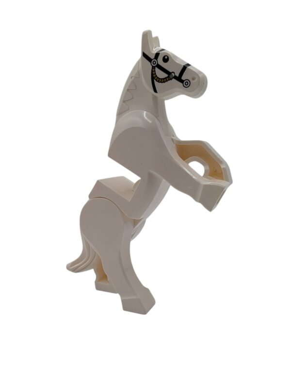 White Horse with Movable Legs and Black Bridle
