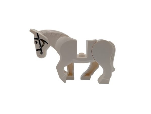 White Horse with Movable Legs and Black Bridle