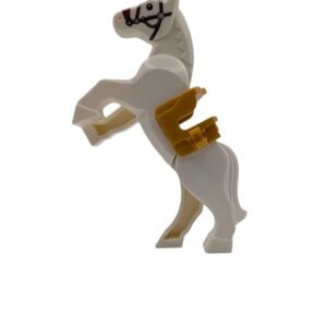 White Horse with Moveable Legs and Gold Saddle