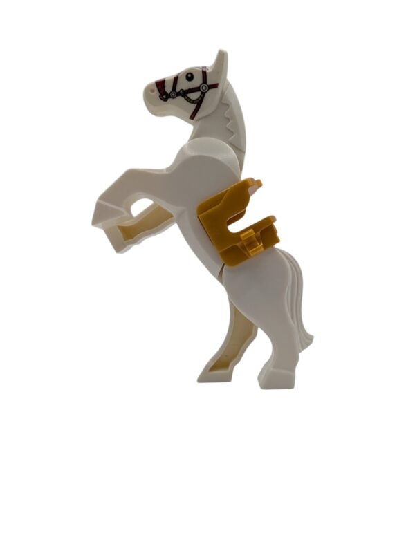 White Horse with Moveable Legs and Gold Saddle