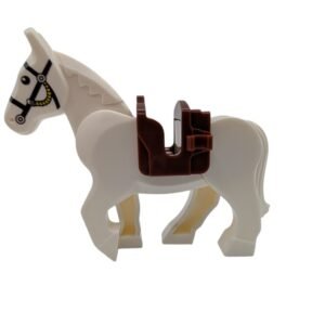 White Steed with Moveable Legs and Brown Saddle
