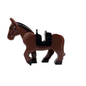 Brown Horse with Moveable Legs and Black Saddle