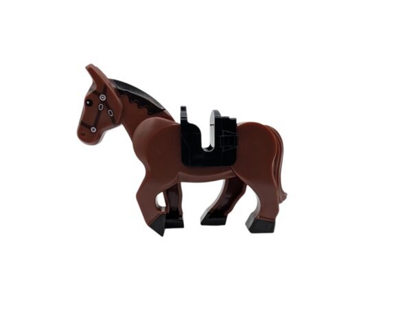 Brown Horse with Moveable Legs and Black Saddle